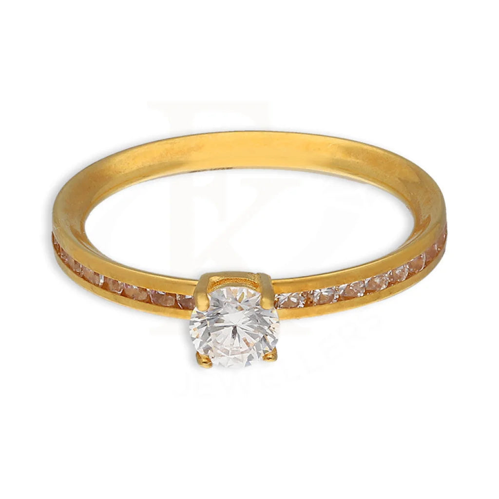 Gold Solitaire Ring 21Kt - Fkjrn21Km5409 Rings