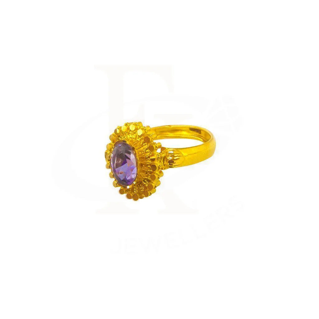 Gold Solitaire Ring 22Kt - Fkjrn1874 Rings