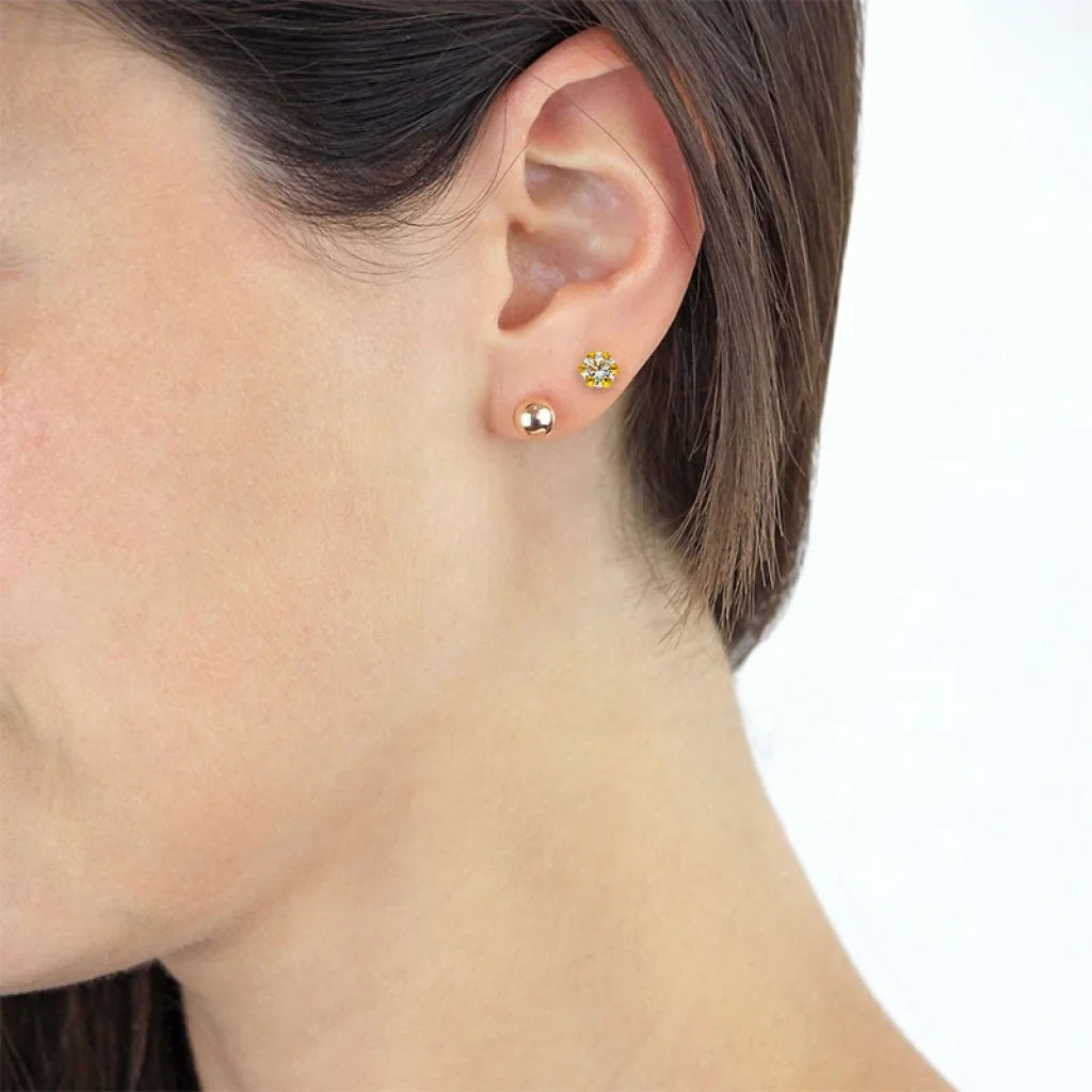 10K White Gold CZ Tiny Size Stud Earrings for Women Second Hole or Earrings  for Girls Baby Backs Glitz Design. - Walmart.com