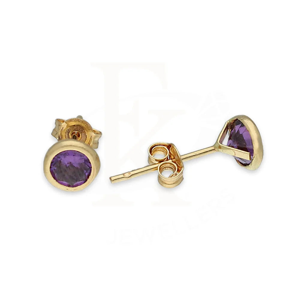 Gold Solitaire Stud Earrings 18Kt - Fkjern18K2791