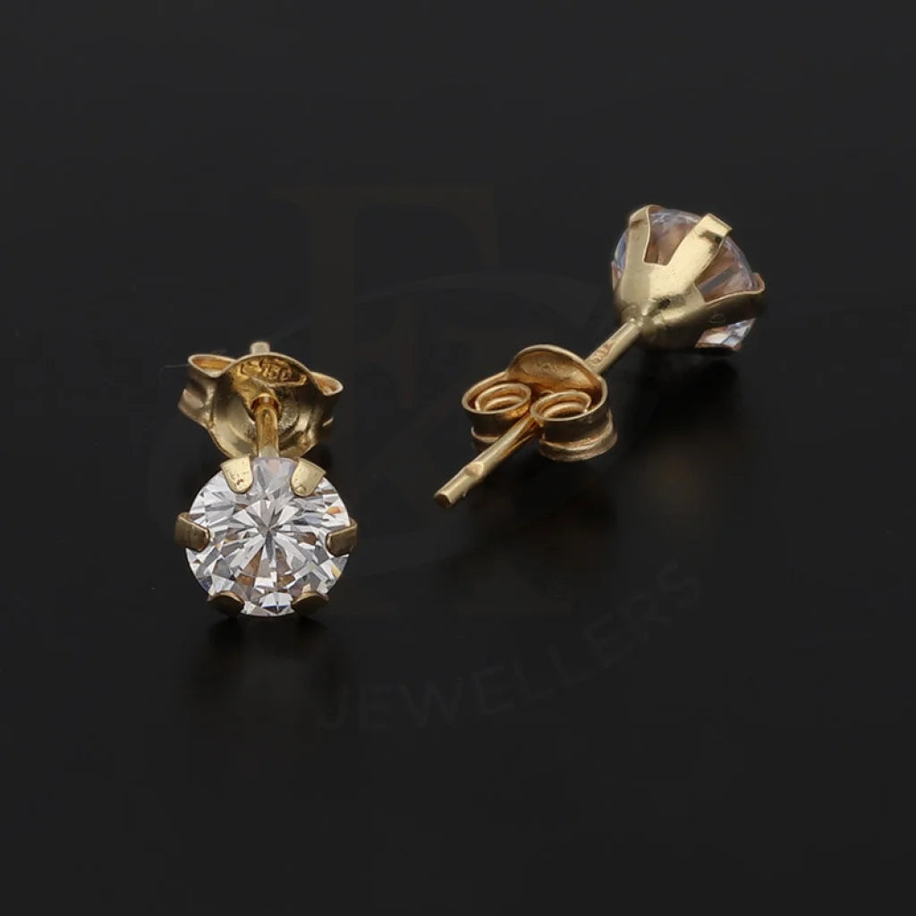 Gold Solitaire Stud Earrings 18Kt - Fkjern18K5563