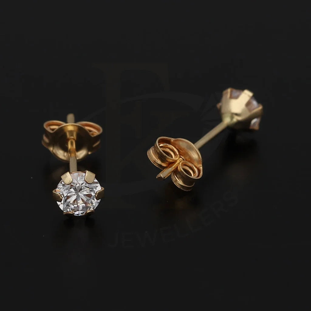 Gold Solitaire Stud Earrings 18Kt - Fkjern18K5566