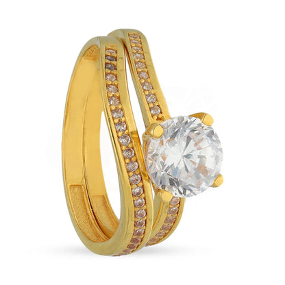 Gold Solitaire Twins Ring 22Kt - Fkjrn22K5075 Rings