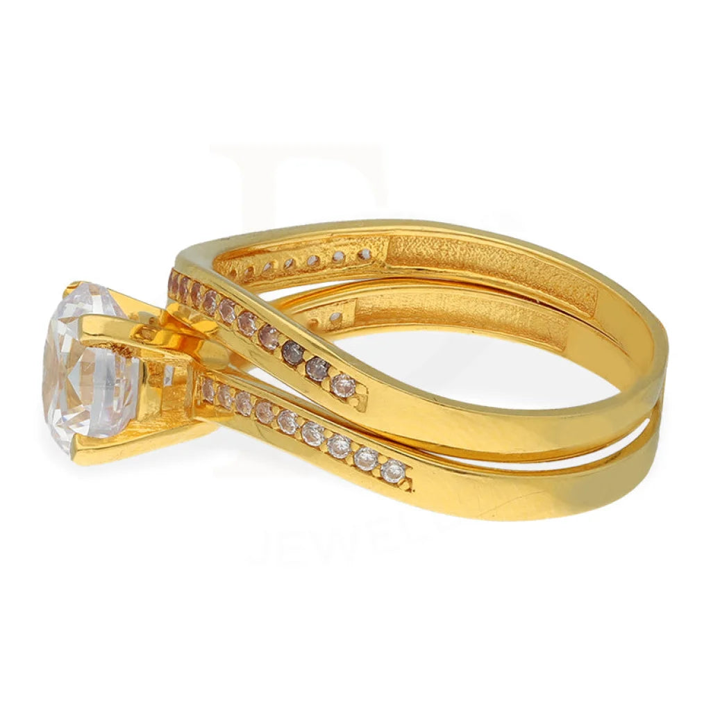 Gold Solitaire Twins Ring 22Kt - Fkjrn22K5075 Rings