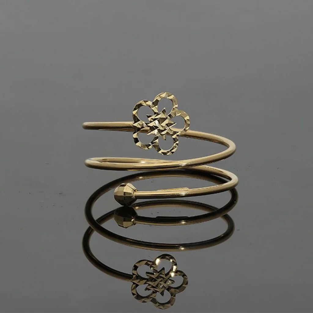 Gold Spiral Ring With Flower In 18Kt - Fkjrn18K2172 Rings