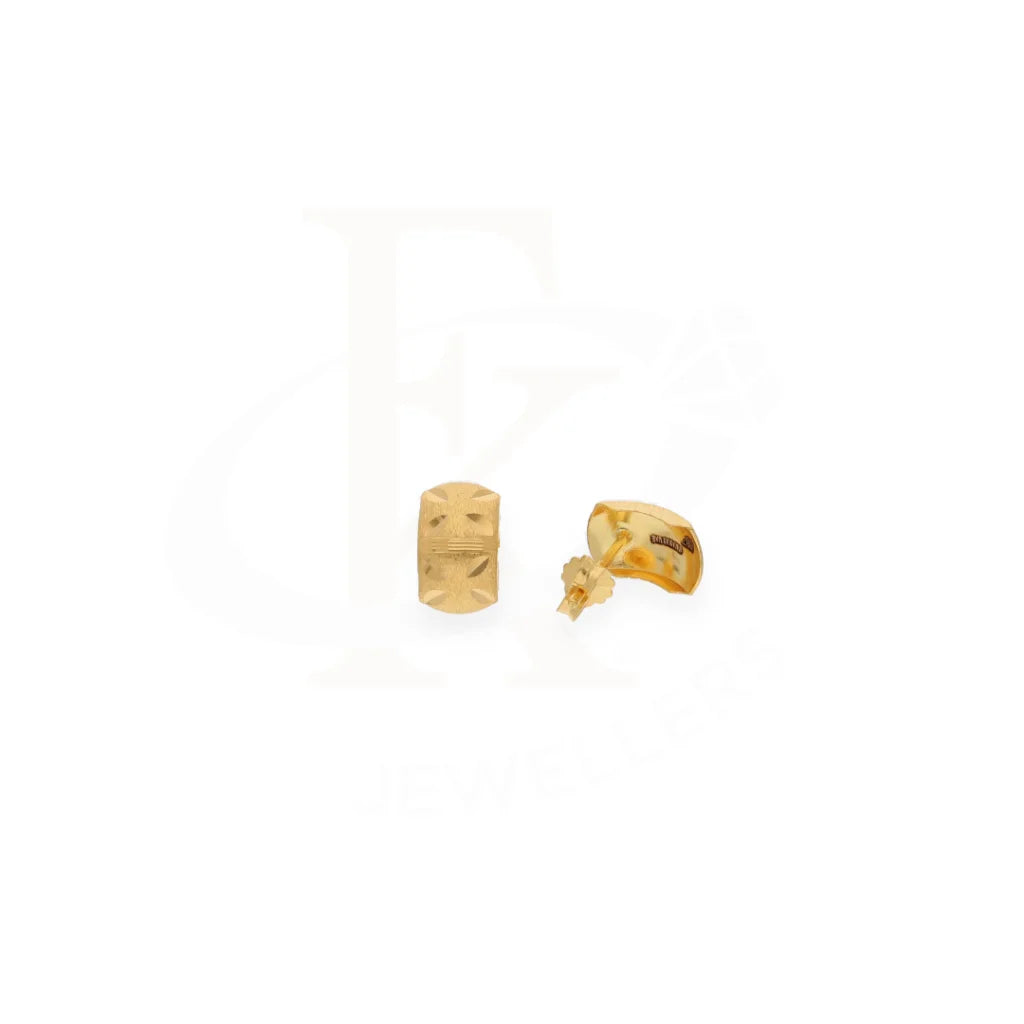 Gold Square Clip Shaped Earrings 21Kt - Fkjern21Km7964