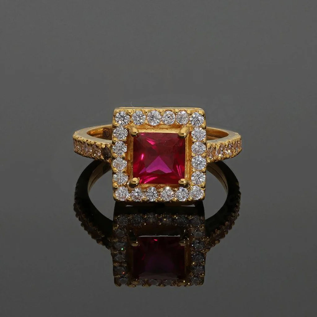 Gold Square Solitaire Ring 22Kt - Fkjrn22K3047 Rings