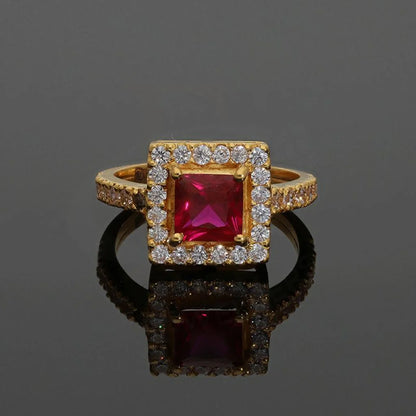 Gold Square Solitaire Ring 22Kt - Fkjrn22K3047 Rings