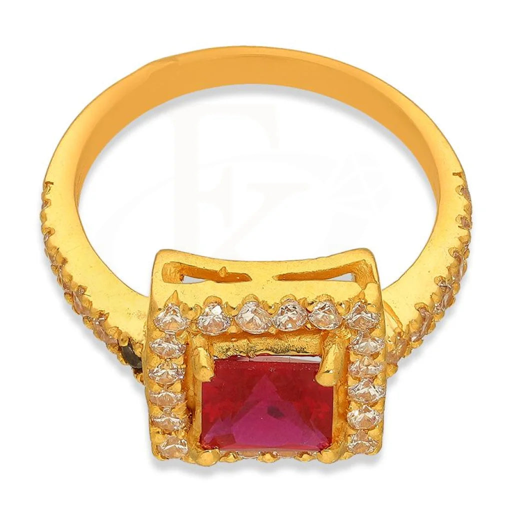 Gold Square Solitaire Ring 22Kt - Fkjrn22K3047 Rings