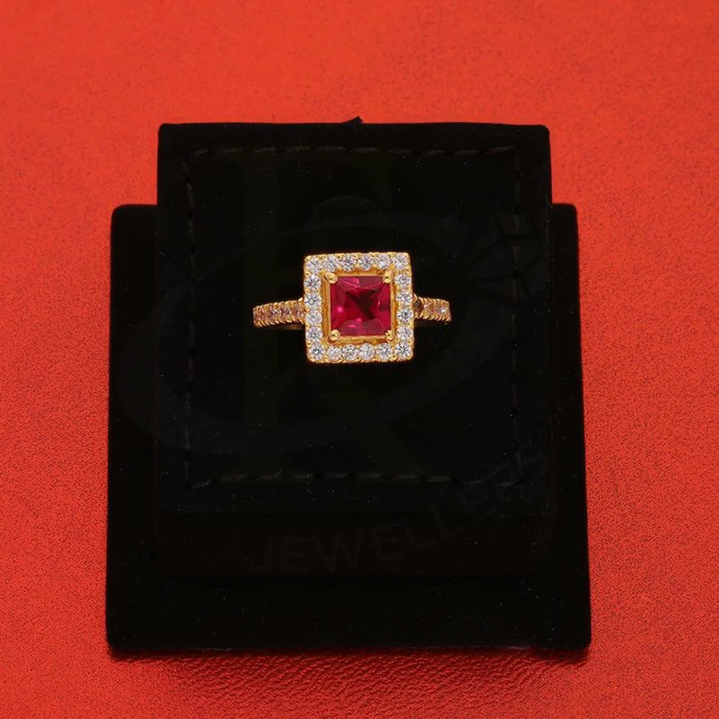 Gold Square Solitaire Ring 22Kt - Fkjrn22K3047 Rings