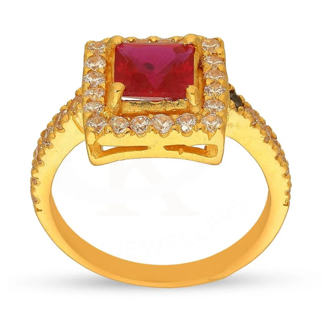 Gold Square Solitaire Ring 22Kt - Fkjrn22K3047 Rings