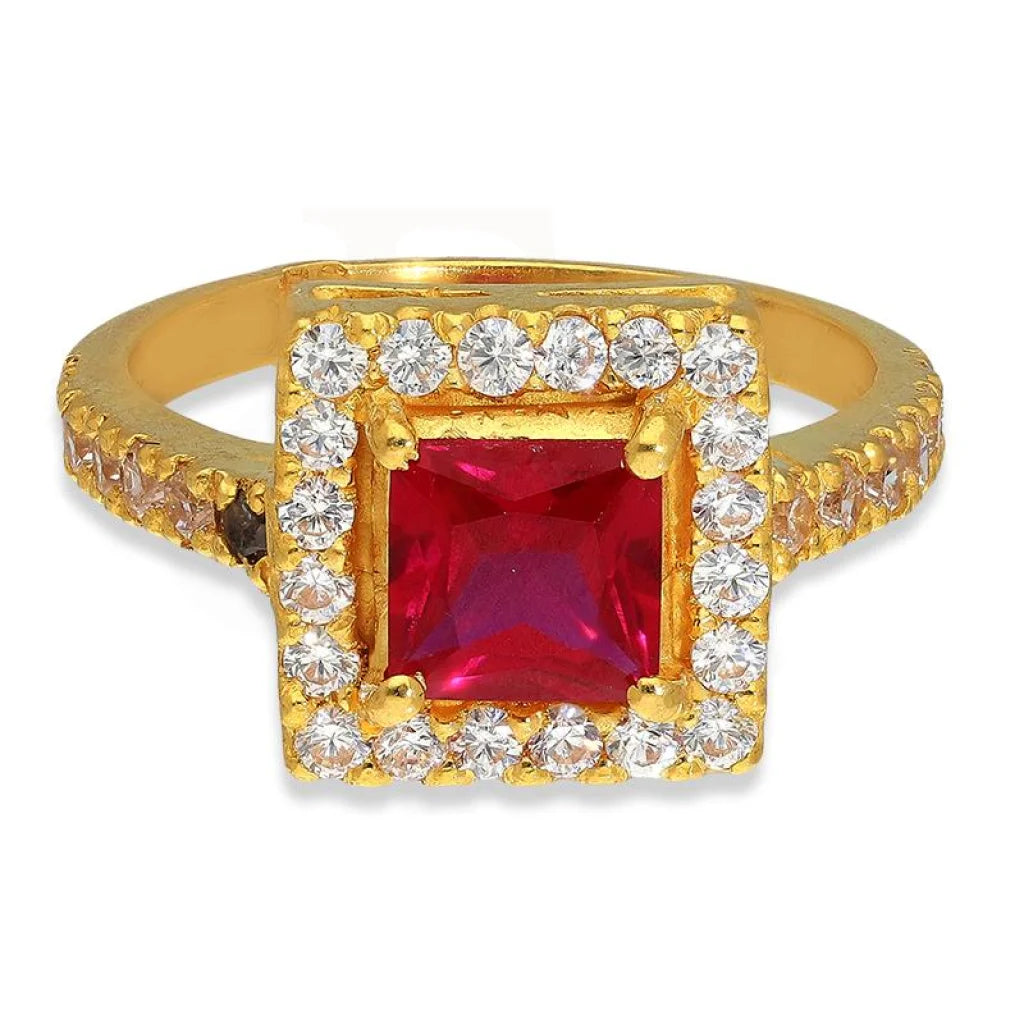 Gold Square Solitaire Ring 22Kt - Fkjrn22K3047 Rings