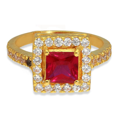 Gold Square Solitaire Ring 22Kt - Fkjrn22K3047 Rings