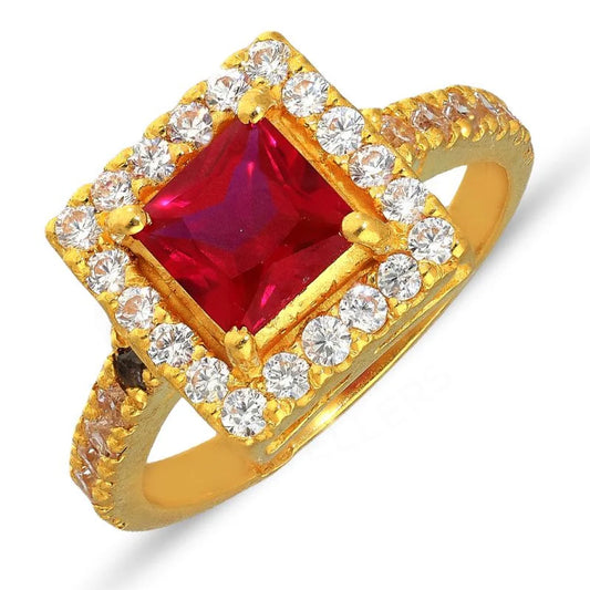 Gold Square Solitaire Ring 22Kt - Fkjrn22K3047 Rings