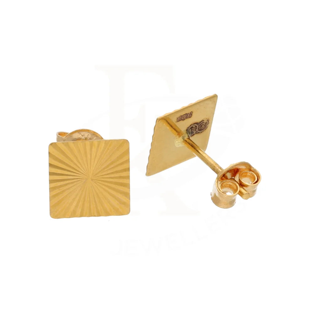 Gold Square Shaped Stud Earrings 21Kt - Fkjern21Km8626