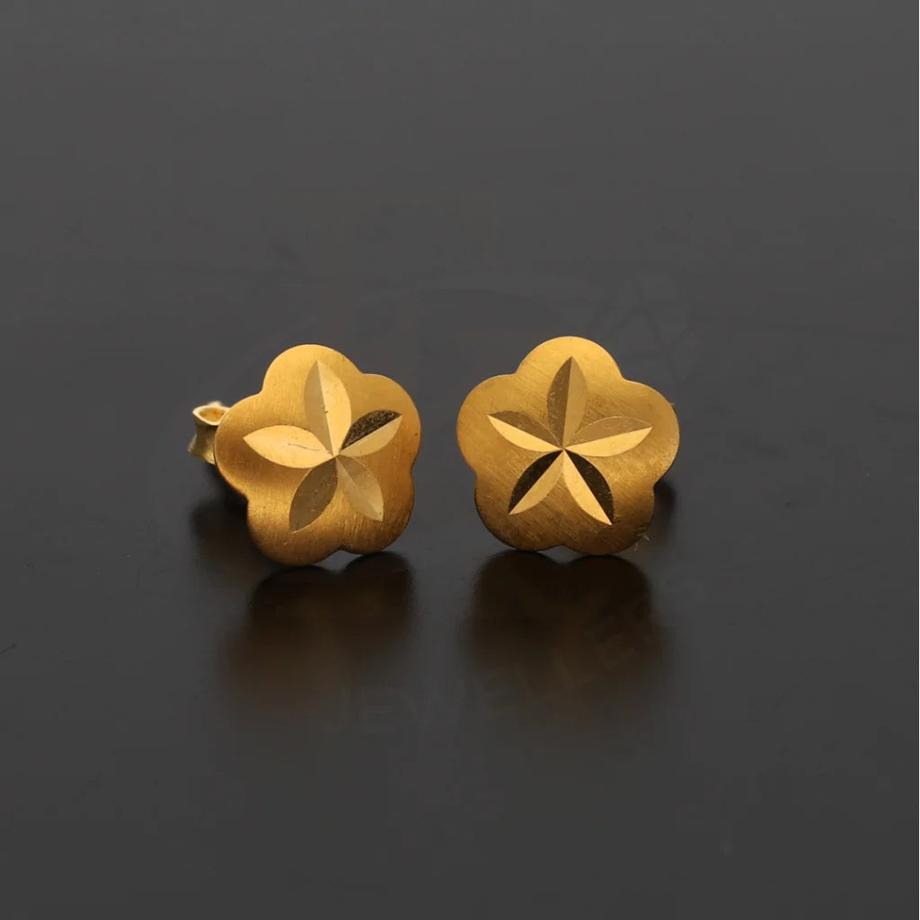 Gold Star Design Stud Earrings 21Kt - Fkjern21Km8481