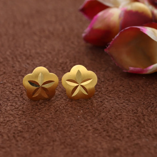 Gold Star Design Stud Earrings 21Kt - Fkjern21Km8481