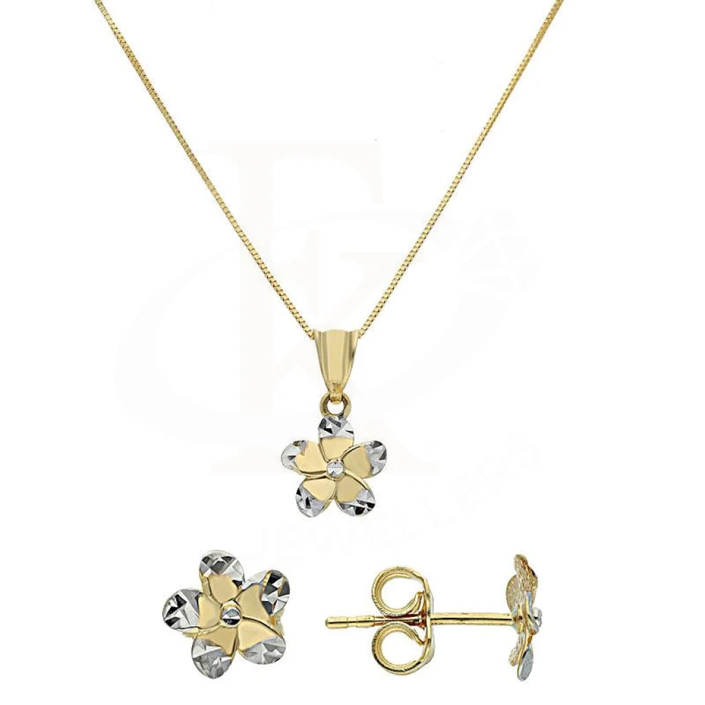 Gold Star Shaped Pendant Set (Necklace And Earrings) 18Kt - Fkjnklst18K2089 Sets