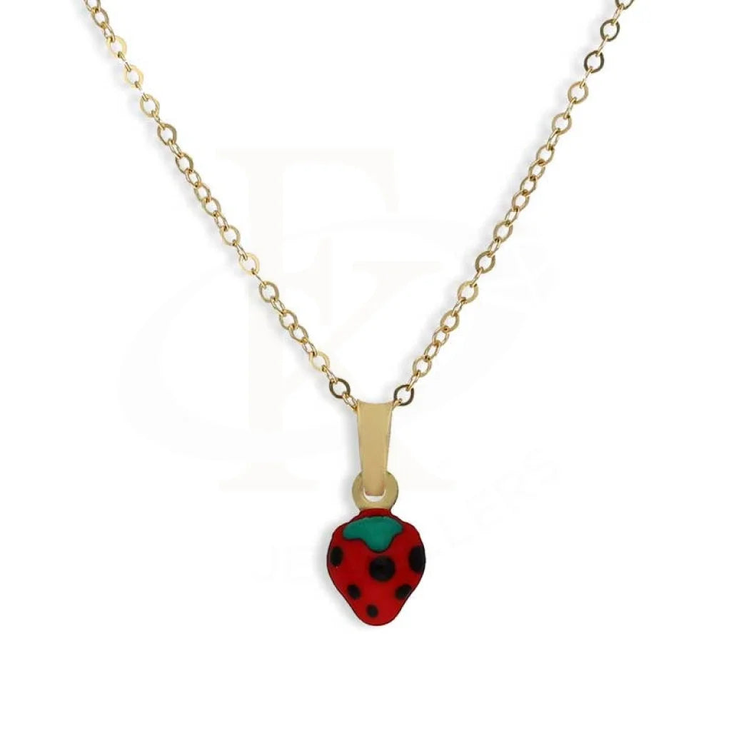 Gold Strawberry Baby Pendant Set (Necklace Earrings And Ring) 18Kt - Fkjnklst18K2428 Sets