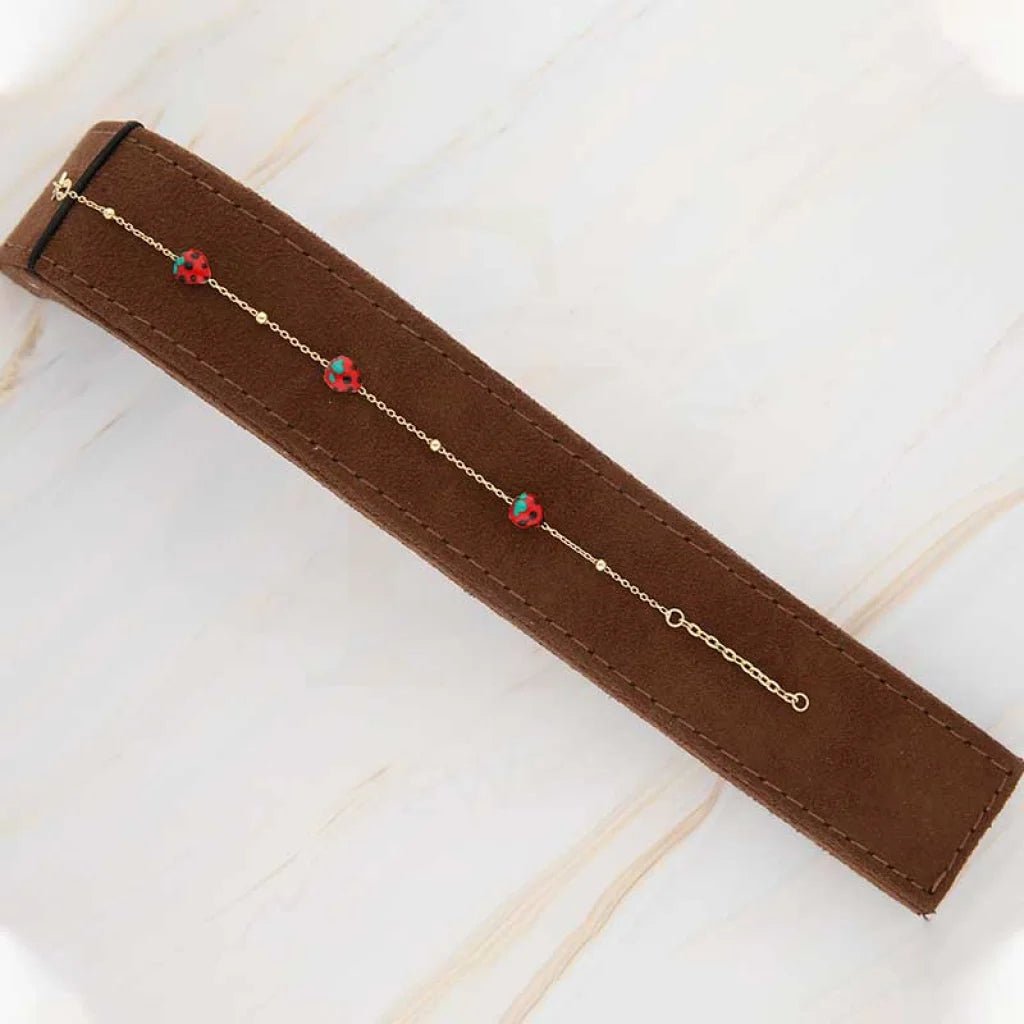 سوار ذهبي على شكل فراولة للأطفال عيار ١٨ قيراطًا - Fkjbrl18K18