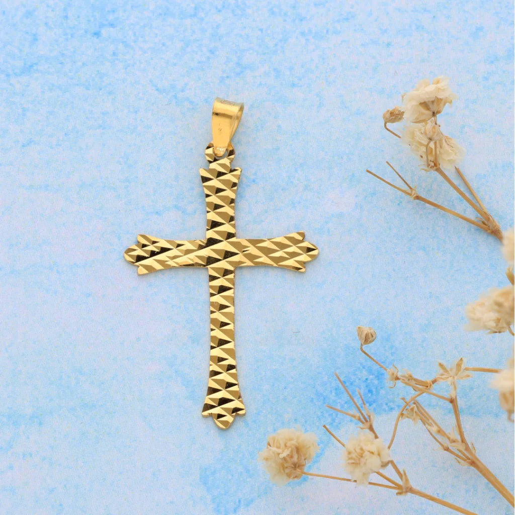 Gold Stud Cross Shaped Pendant 21Kt - Fkjpnd21Km8544 Pendants