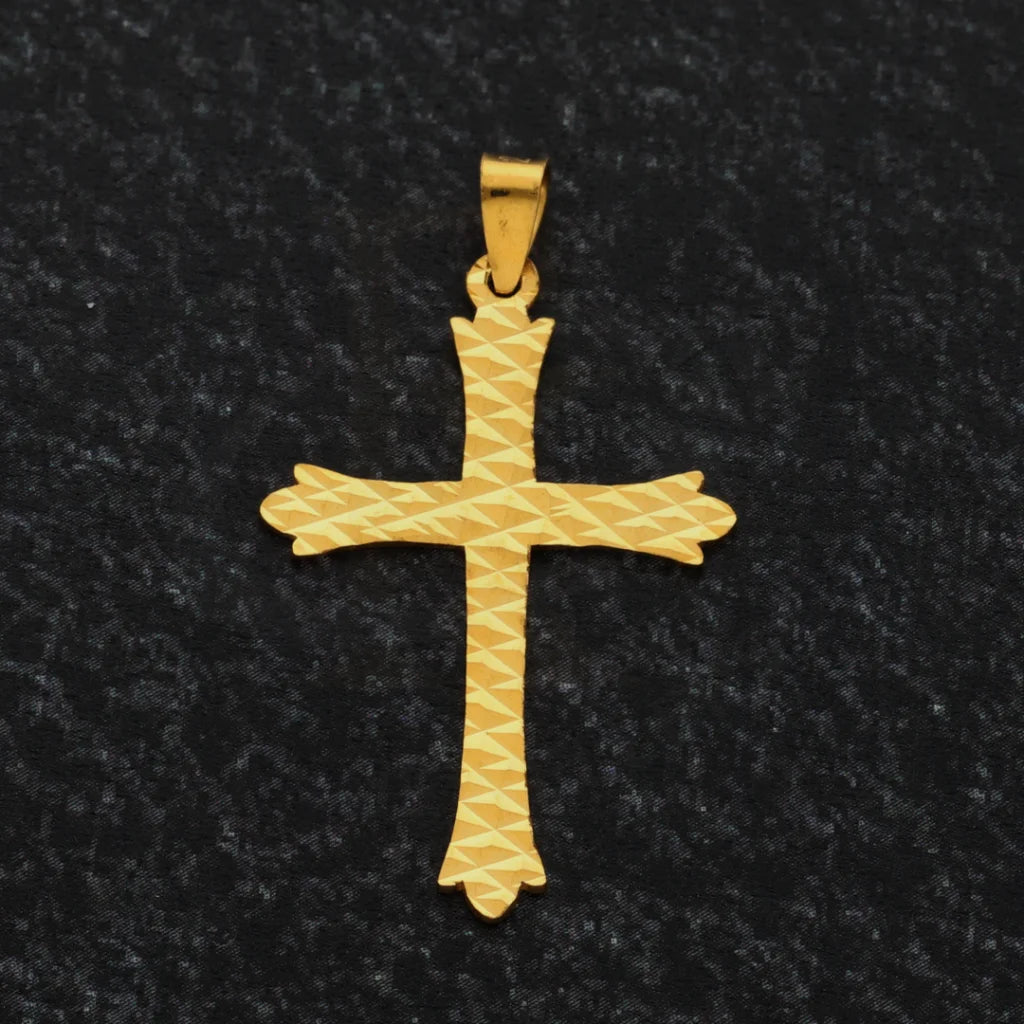 Gold Stud Cross Shaped Pendant 21Kt - Fkjpnd21Km8544 Pendants