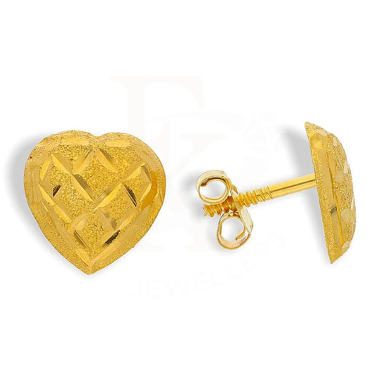 Gold Stud Heart Earrings 18Kt - Fkjern1382