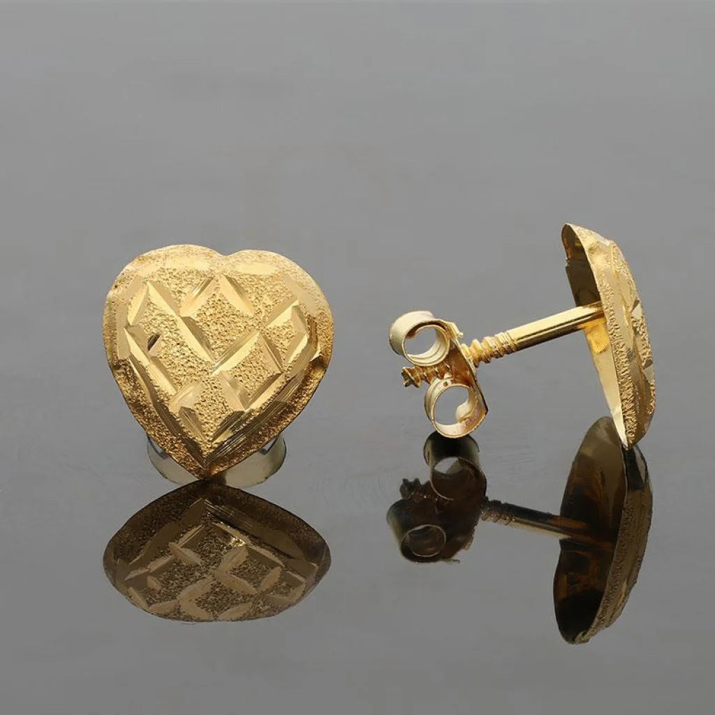 Gold Stud Heart Earrings 18Kt - Fkjern1382