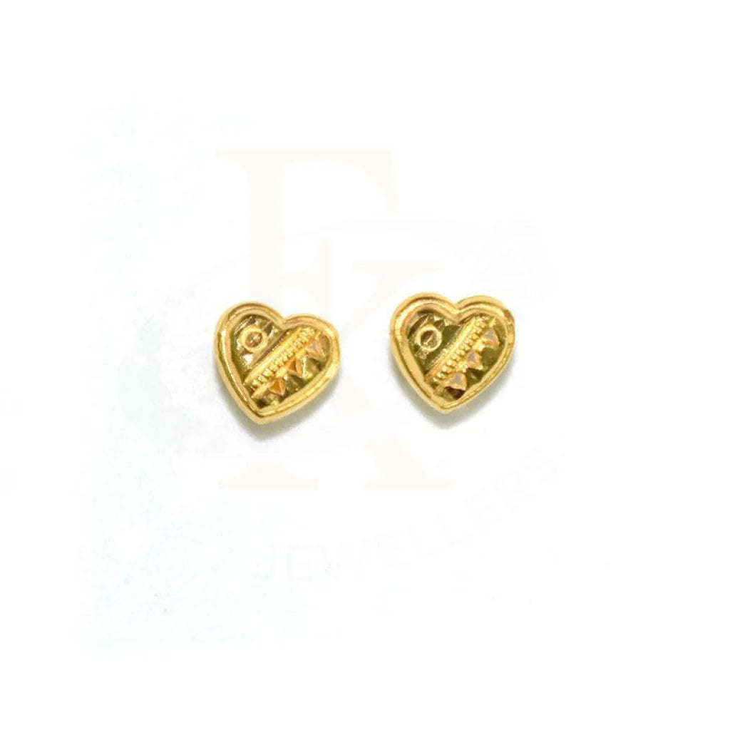 Gold Stud Heart Earrings 18Kt - Fkjern1416