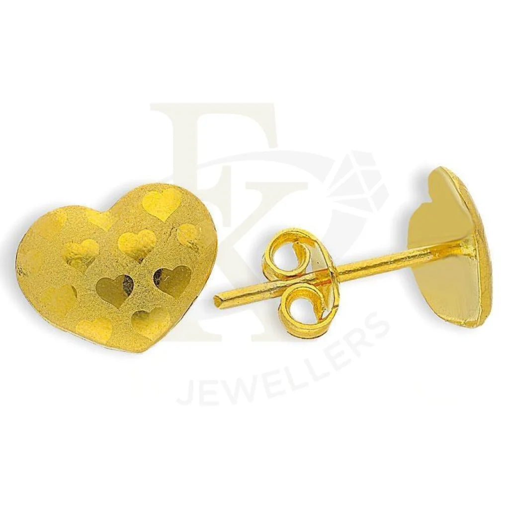 Gold Stud Heart Earrings 18Kt - Fkjern18K2581