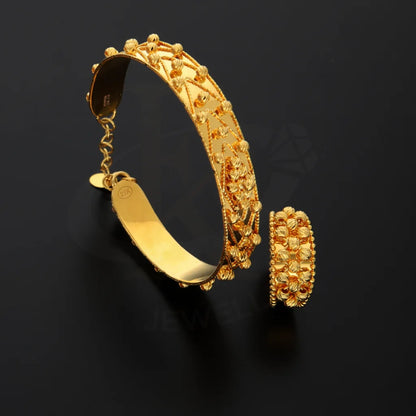 Gold Stud Stone Design Bangle Set (Bangle And Ring) 21Kt - Fkjset21Km8687 Pendant Sets