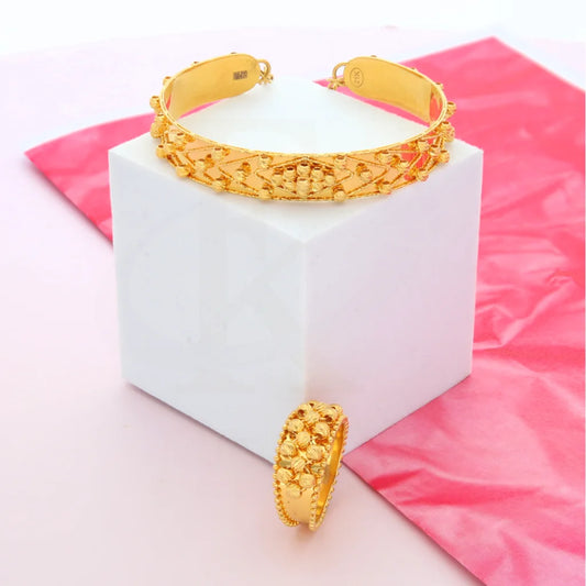 Gold Stud Stone Design Bangle Set (Bangle And Ring) 21Kt - Fkjset21Km8687 Pendant Sets