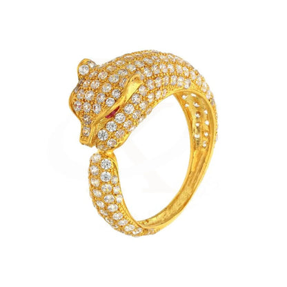 Gold Stylish Pouncing Panther Ring In 22Kt - Fkjrn22K2837 Rings