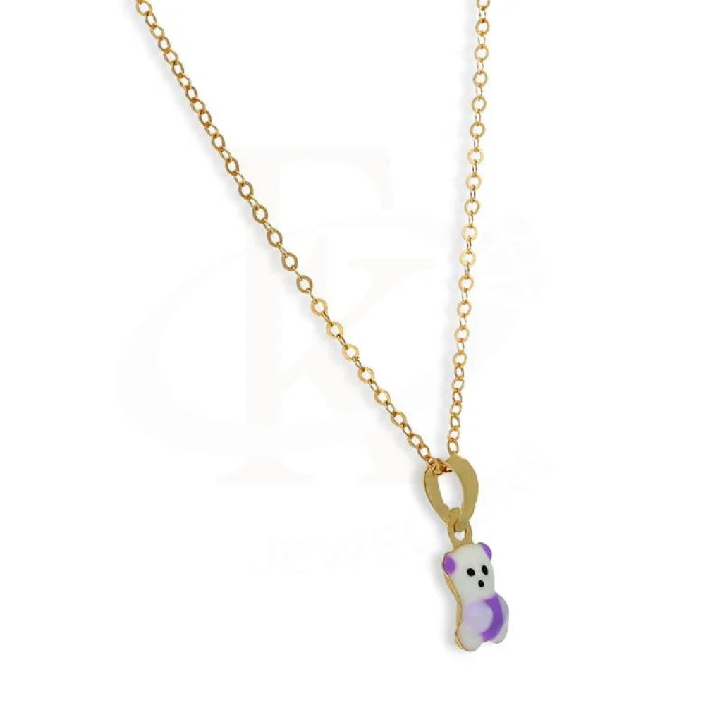 Gold Teddy Bear Baby Pendant Set (Necklace And Earrings) 18Kt - Fkjnklst18K2433 Sets