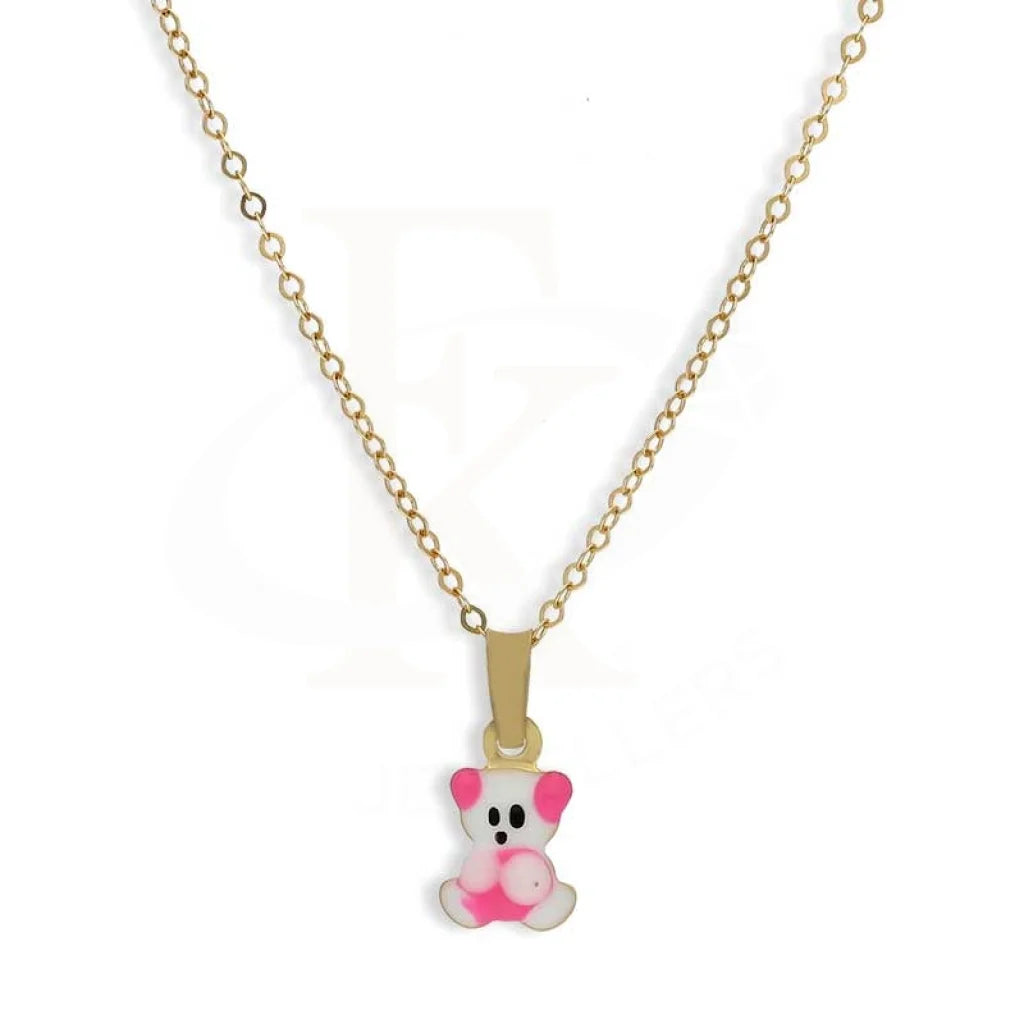 Gold Teddy Bear Baby Pendant Set (Necklace And Earrings) 18Kt - Fkjnklst18K2434 Sets