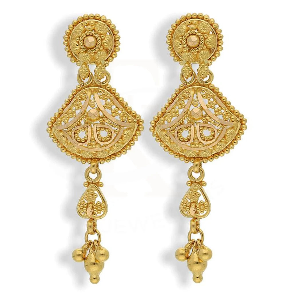 Gold Traditional Drop Earrings 22Kt - Fkjern22K2157