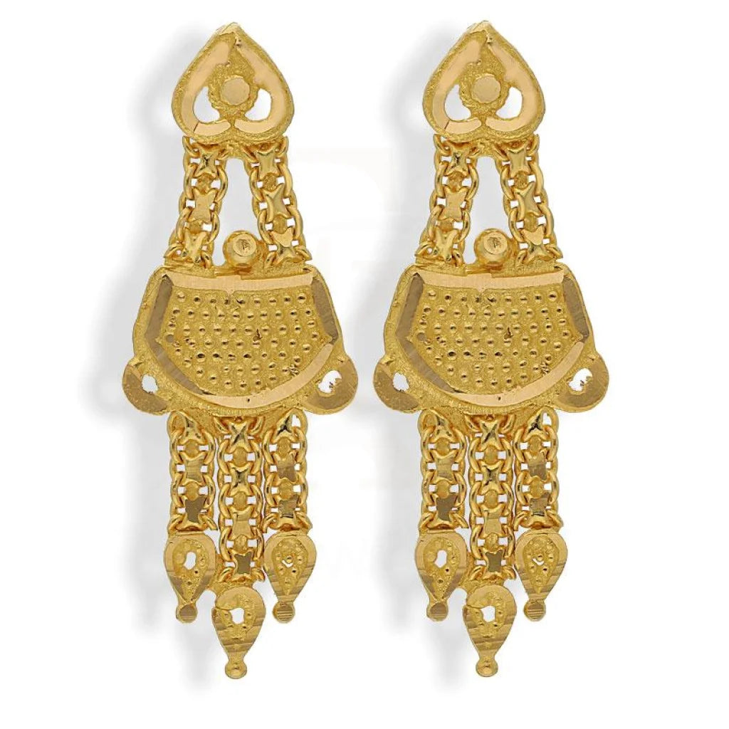 Gold Traditional Drop Earrings 22Kt - Fkjern22K2167