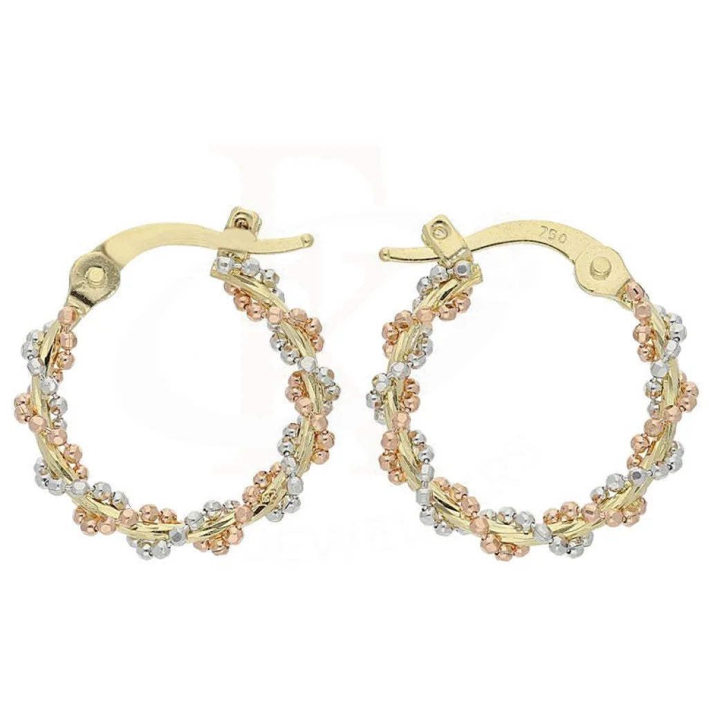 Gold Tri-Color Hoop Earrings 18Kt - Fkjern18K1779
