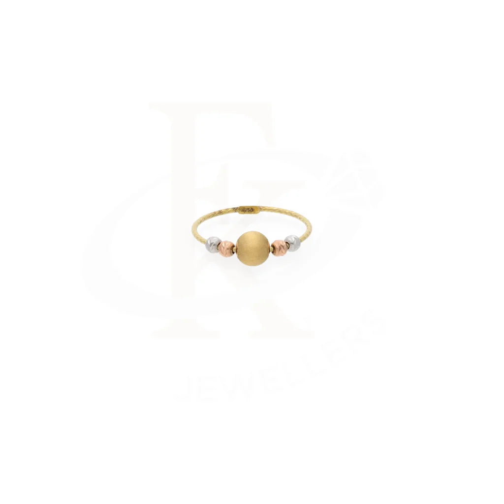 Gold Trio Tone Beads Shaped Ring 18Kt - Fkjrn18K7885 Rings