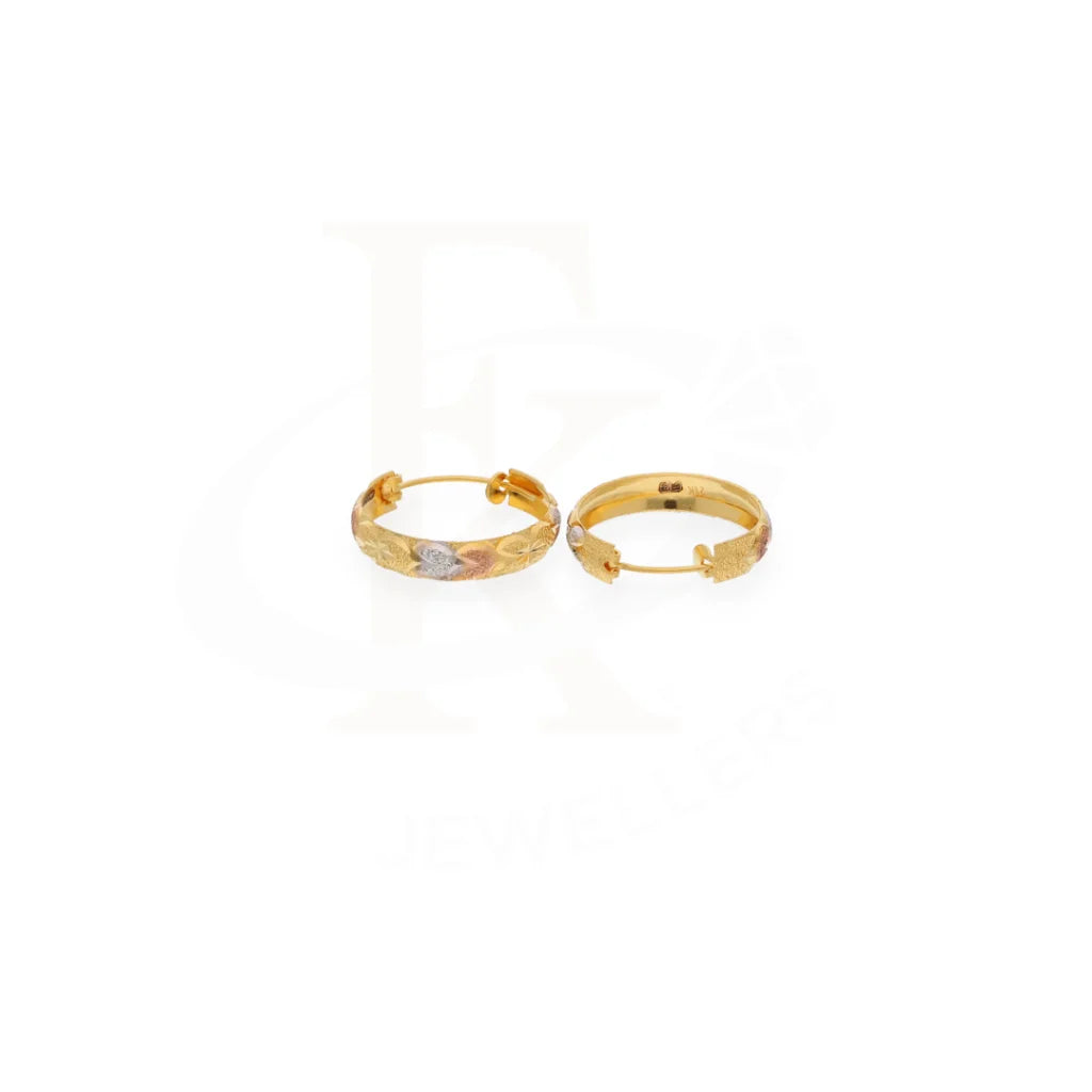 Gold Tri Tone Clip On Hoop 21Kt - Fkjern21K7994 Earrings