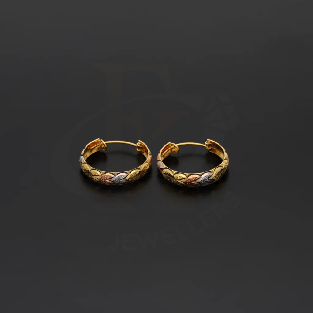 Gold Tri Tone Clip On Hoop 21Kt - Fkjern21K7994 Earrings