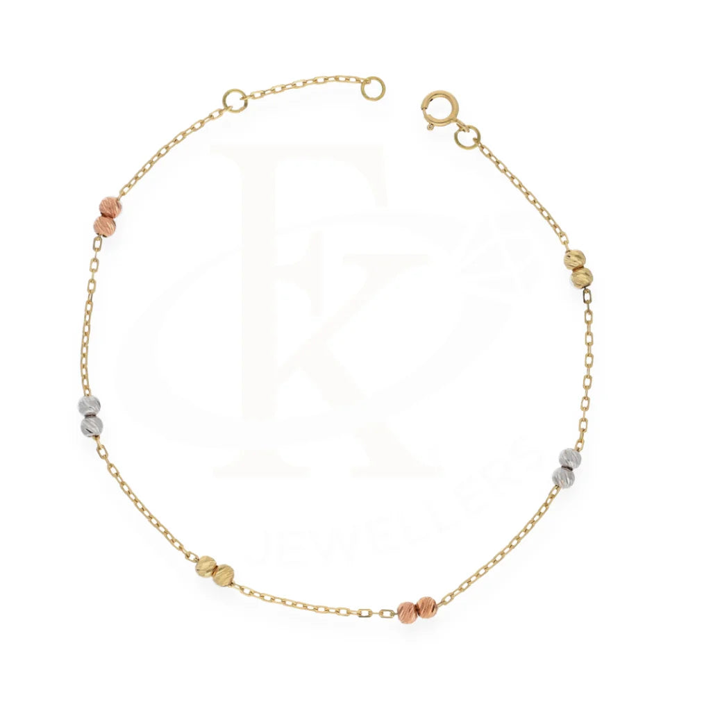 Tri Tone Gold Round Balls Bracelet 18Kt - Fkjern18K7788 Bracelets