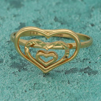 Gold Triple Hearts Shaped Ring 18Kt - Fkjrn18K3758 Rings