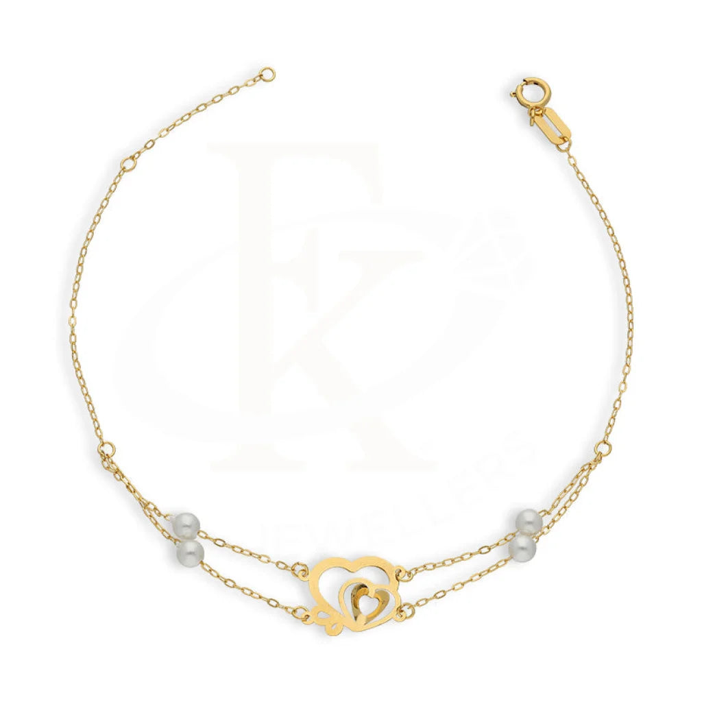 Gold Twin Hearts Bracelet 21Kt - Fkjbrl21Km5395 Bracelets