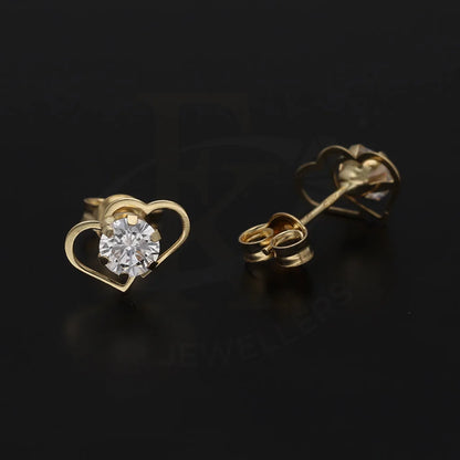 Gold Twin Hearts Solitaire Stud Earrings 18Kt - Fkjern18K5572