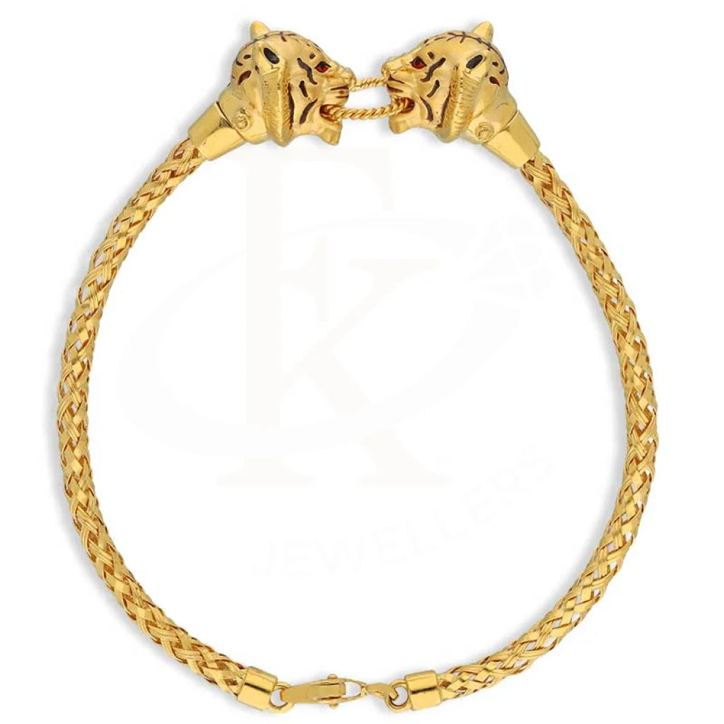 Gold Twin Lion With Ring Mens Bracelet 22Kt - Fkjbrl22K2932 Bracelets
