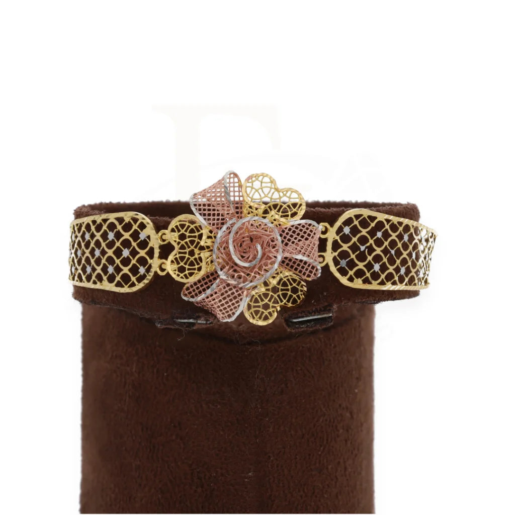 Gold Two Tone Flower Shaped Bracelet 21Kt - Fkjbrl21Km8054 Bracelets