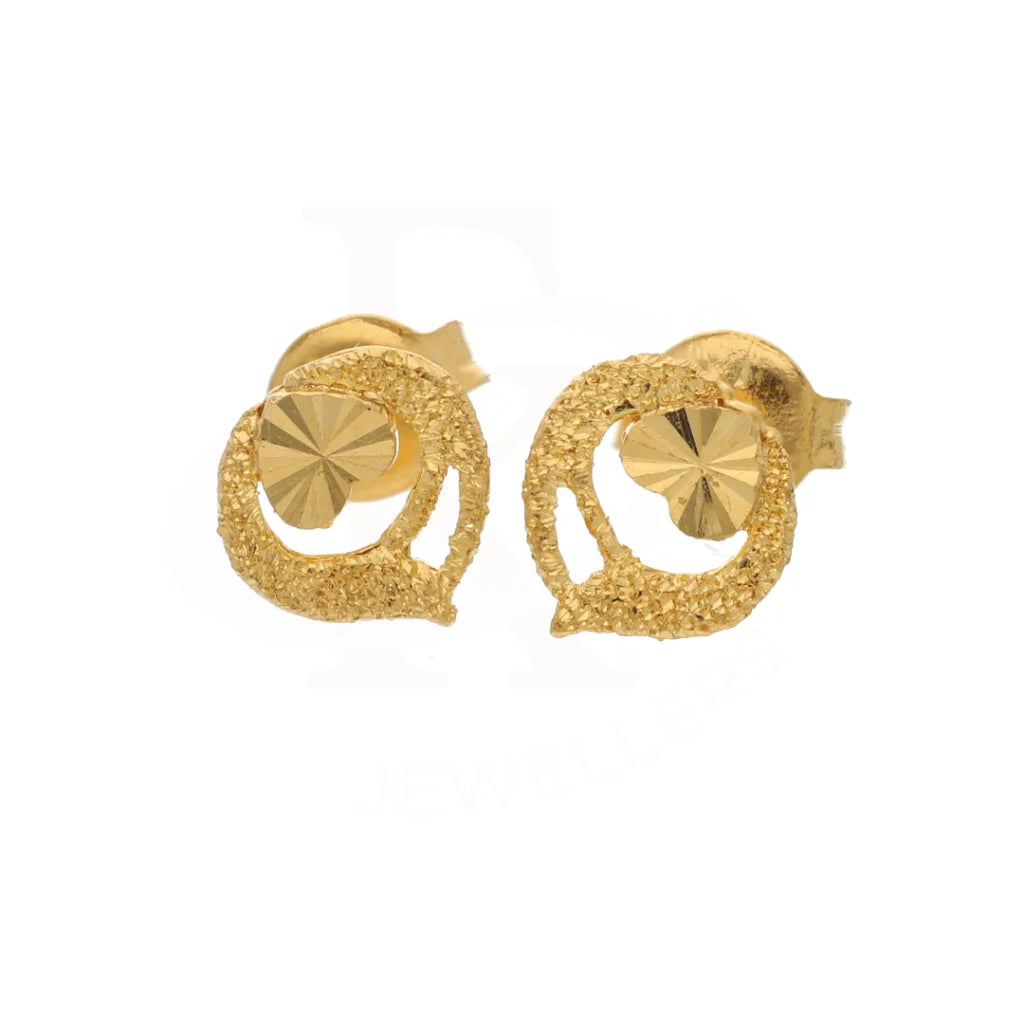 Gold Unique Heart Design Earrings 21Kt - Fkjern21Km8477