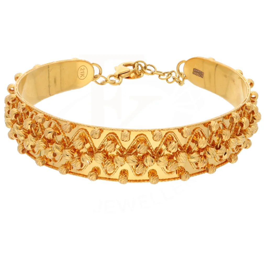 Gold Waves Design Stud Stone Bangle Set (Bangle And Ring) 21Kt - Fkjset21Km8686 Pendant Sets