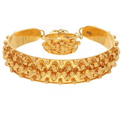 Gold Waves Design Stud Stone Bangle Set (Bangle And Ring) 21Kt - Fkjset21Km8686 Pendant Sets